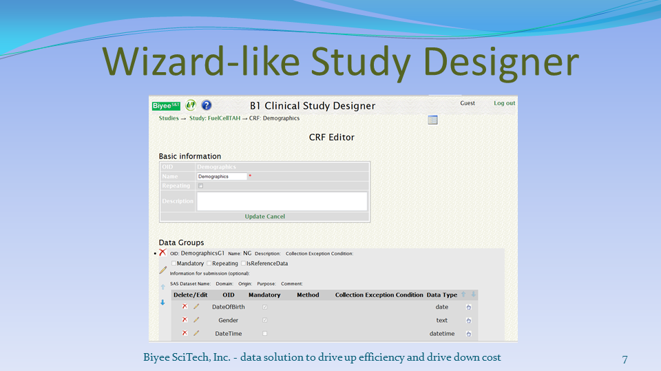 B1 EDC - Full-featured data solution for clinical studies